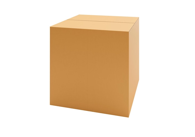 Caixa de papel de cartão castanho isolada sobre fundo branco