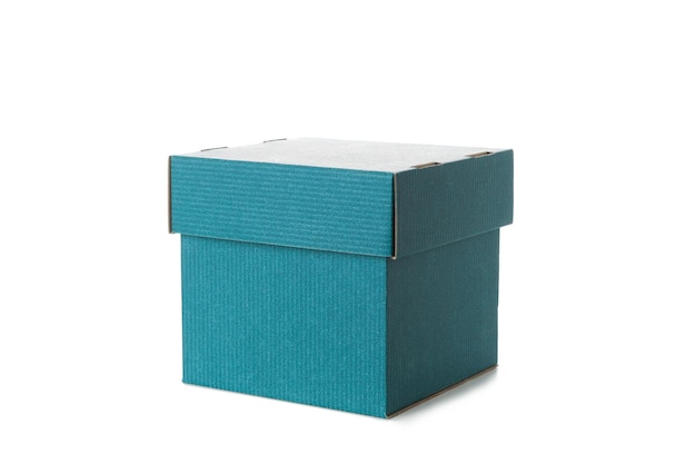 Foto caixa de papelão de cor isolada no fundo branco