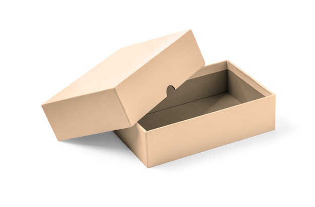 Foto caixa de papelão marrom simples isolada sobre fundo branco com traçado de recorte