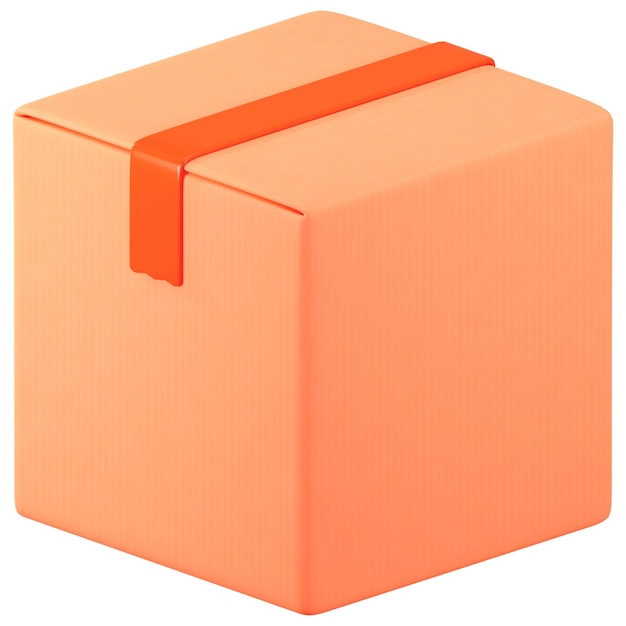Caixa de papelão png adesivo 3D fundo transparente