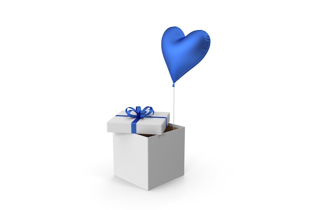 Caixa de presente balão coração azul