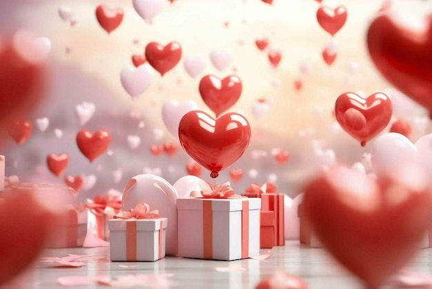 Caixa de presente com coração Caixeta de presente com corações Valentinos fundoCaixa de amor coração Dia de festa Decoração rosa