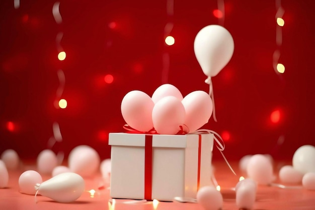 Caixa de presente com coração vermelho Caixa de regalo com fita vermelha Caixeta de regalo vermelha