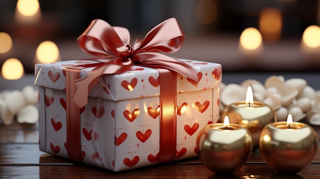 Caixa de presente com corações de presente para o Dia dos Namorados