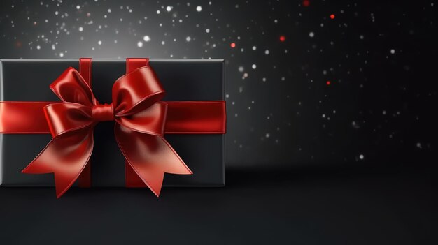 Caixa de presente com fita vermelha Férias Natal fundo Generativo Ai