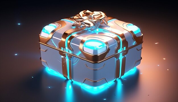 Caixa de presente da Cyber Monday ilustração 3d estilo futurista computador estilo informatique