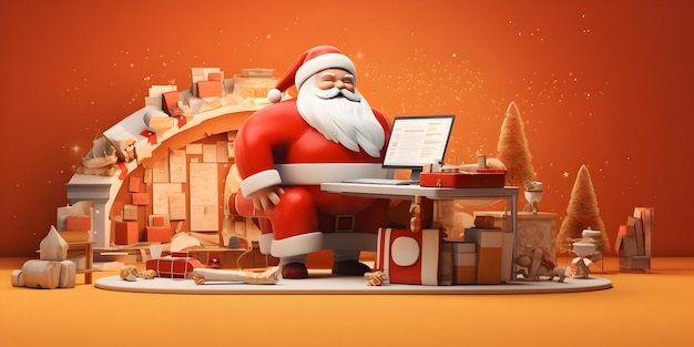 caixa de presente de computador de Papai Noel festa de Natal celebração temporada de compras venda entrega de Natal