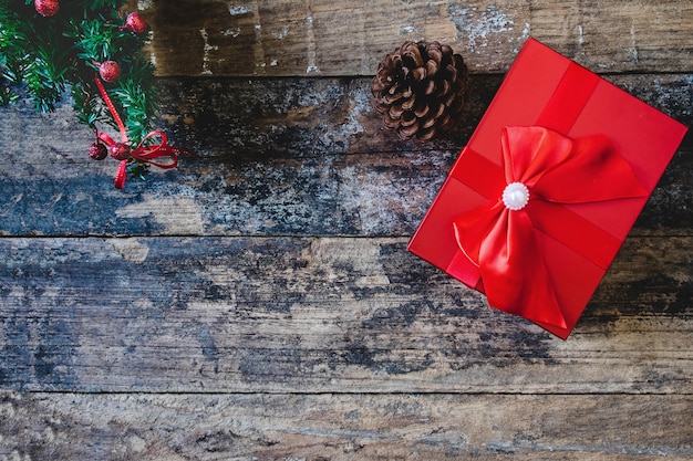 Caixa de presente de fundo natal e feliz ano novo