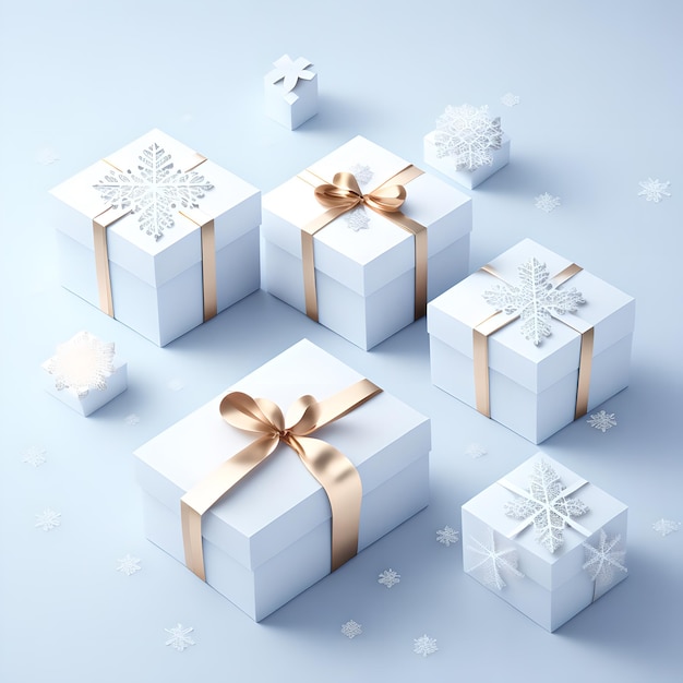 Caixa de presente de Natal com papel de parede de cor branca