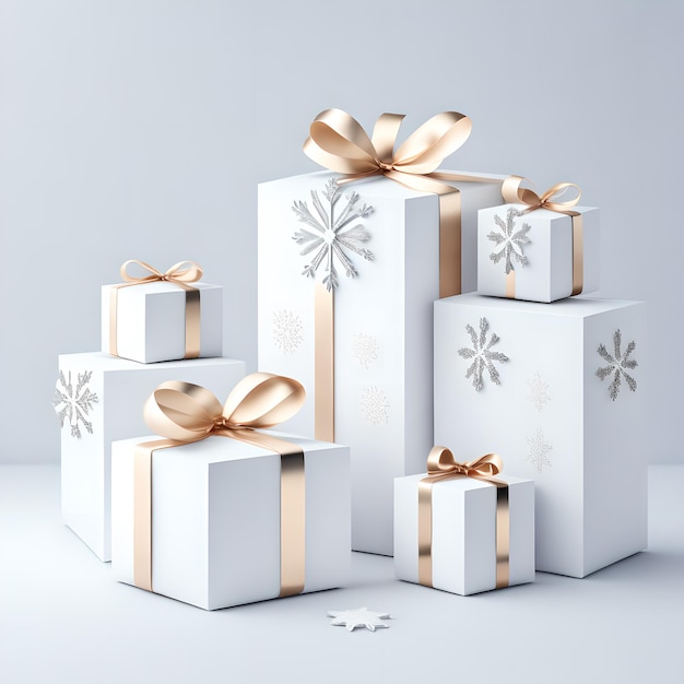 Caixa de presente de Natal com papel de parede de cor branca
