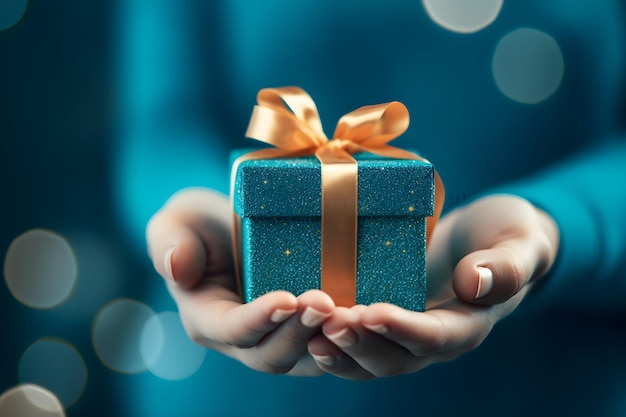 Caixa de presente de Natal disponível fundo azul