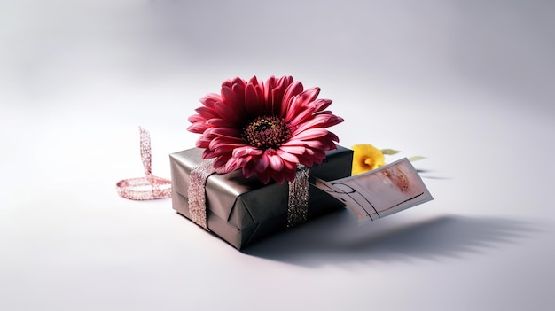 Caixa de presente do dia das mães com flor vermelha Generative AI ilustração