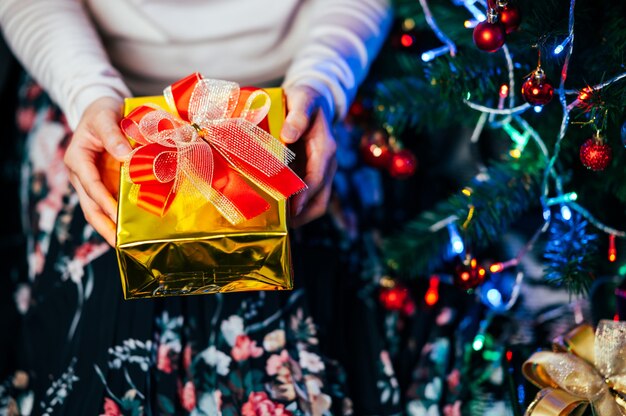 Caixa de presente para plano de fundo de férias de Natal e Ano Novo