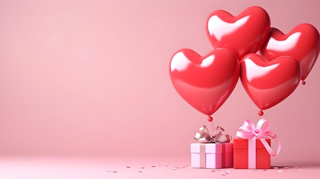 caixa de presente rosa com fita e coração valentine conceito de amor em fundo rosa feliz dia de valentine