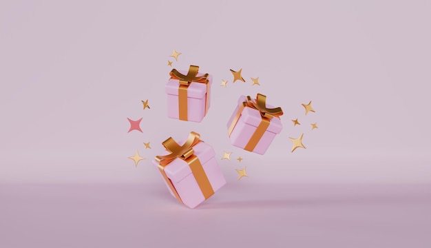 Caixa de presente rosa com um piscar perfeito para uma celebração de aniversário ou Dia dos Namorados