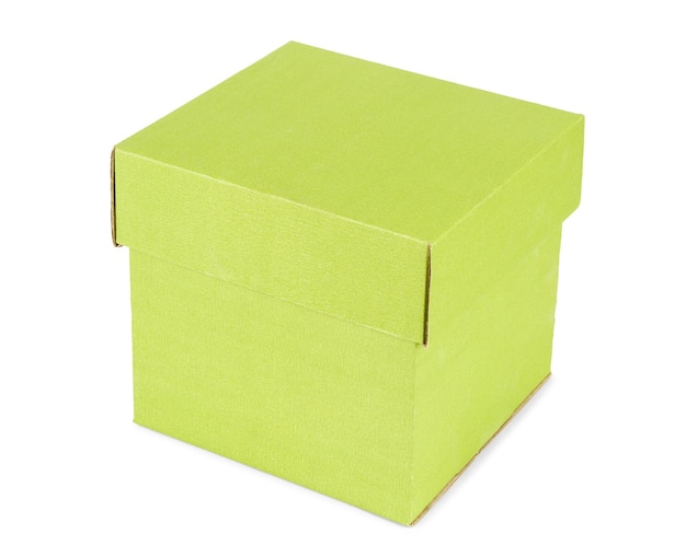 Caixa de presente verde para presentes isolados no fundo branco