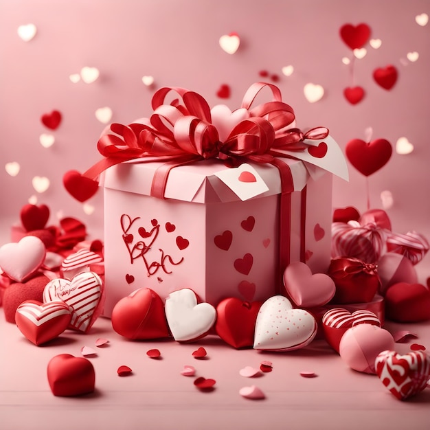 Caixa de presente vermelha do Dia dos Namorados