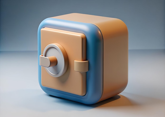 Caixa de segurança 3D em minimalismo de fundo simples