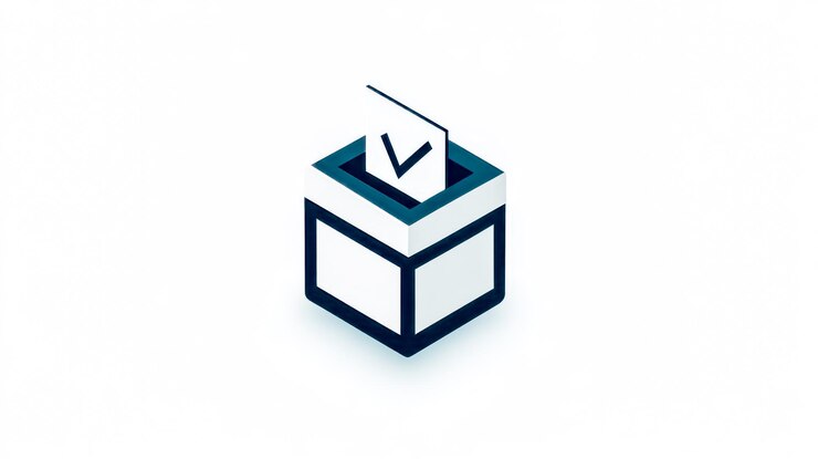 Foto caixa de votação com papel de votação entrando para votar na eleição