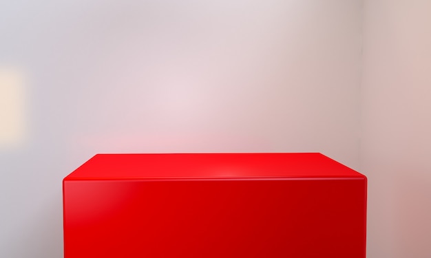 Caixa vermelha cena de forma geométrica mínima