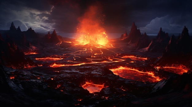 Foto caixão de erupção de lava