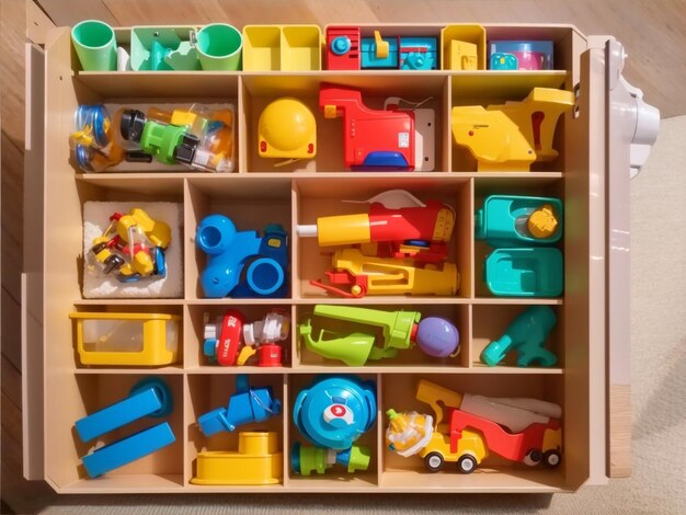 Foto caixas de armazenamento de brinquedos no quarto das crianças