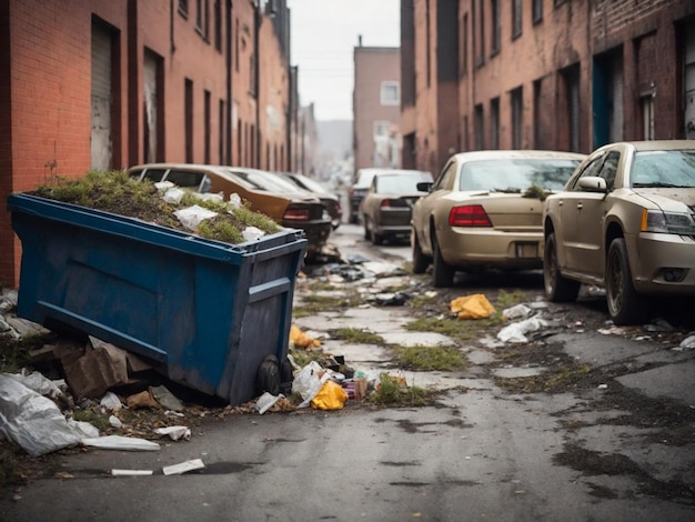 Caixas de lixo na cidade Conceito de poluição ambiental IA geradora