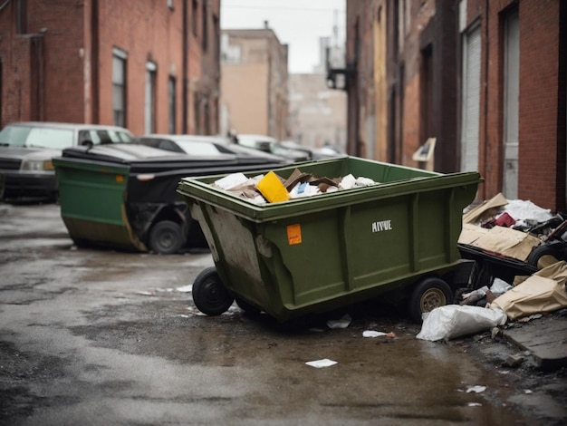 Foto caixas de lixo na cidade conceito de poluição ambiental ia geradora