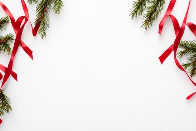 Caixas de presente com fita vermelha, decoração vermelha, brilhantes e confetes em fundo branco, cartão de saudação de Natal e Ano Novo, feriado de inverno