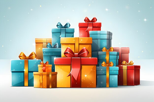 Foto caixas de presente de natal coloridas com fita