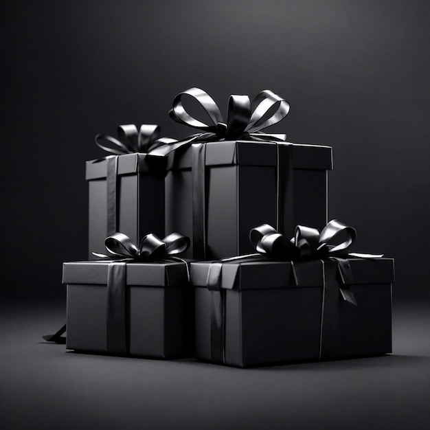 Caixas de presente pretas para presentes de Natal