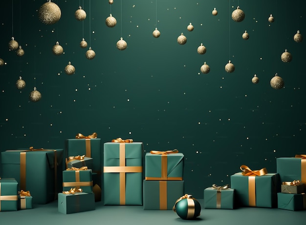 Caixas de presentes de Natal com cartão de presente com fundo de Natal