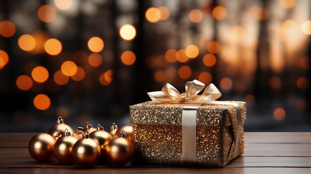Caixas de presentes de Natal e Ano Novo perto do decorado
