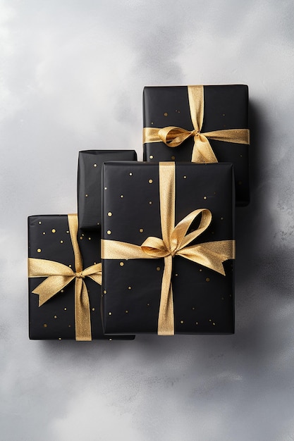 Caixas de presentes de Natal incríveis caixas de presentes de aniversário celebração alegre do ano novo em ouro gerado pela IA