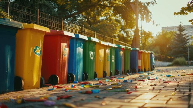 Foto caixas de reciclagem coloridas