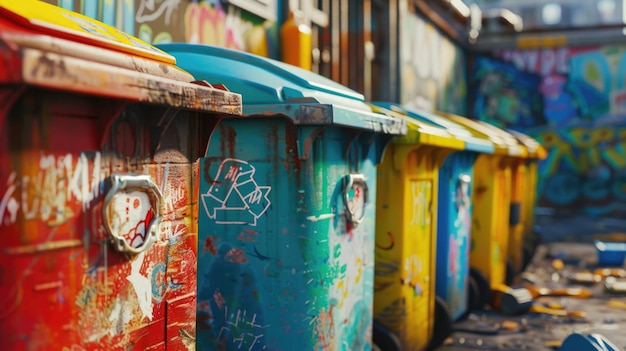 Foto caixas de reciclagem coloridas