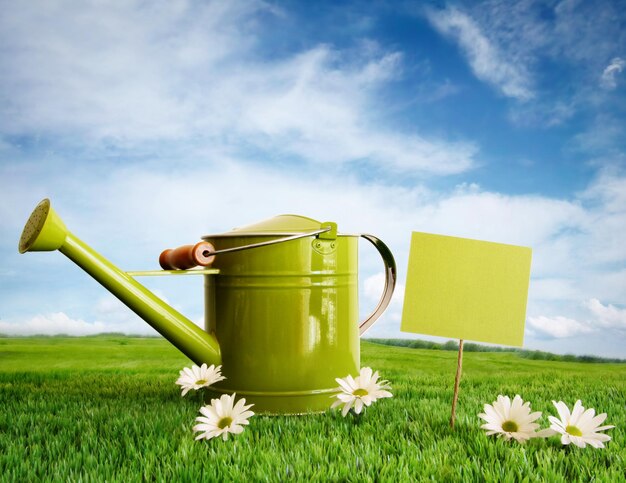 Foto caixas de regar com margaridas