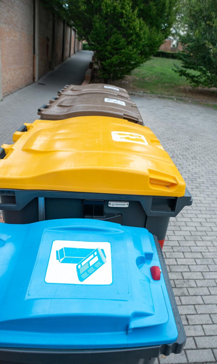 Caixas de reciclaje para cartón plástico y orgánico en sus colores para uso público