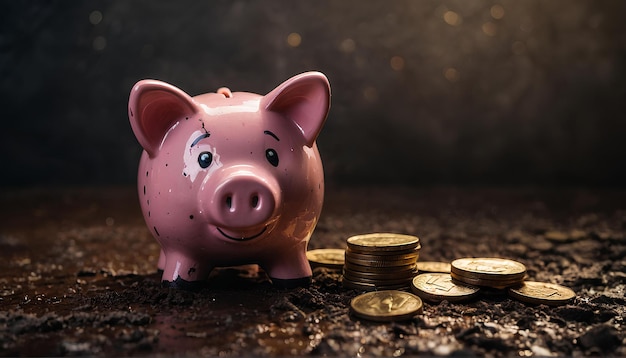 Caja de ahorros con monedas