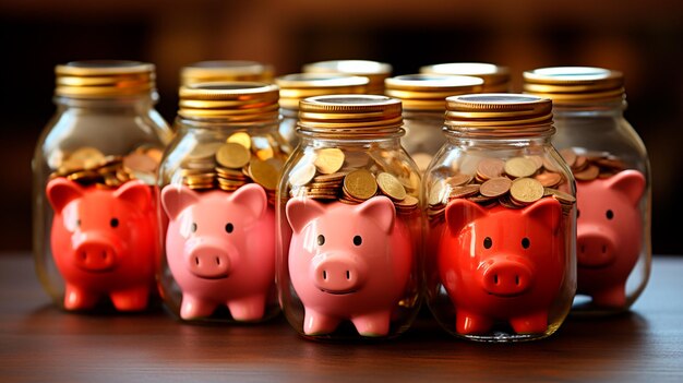 Foto caja de ahorros con monedas