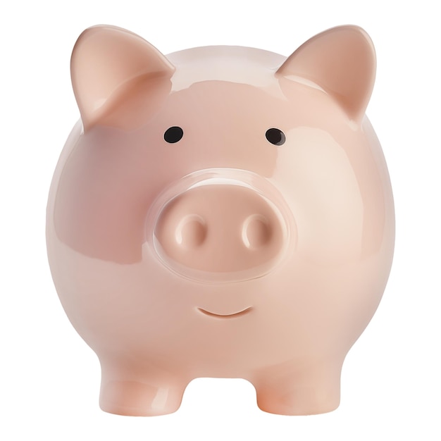 Caja de ahorros rosada cortada en un fondo transparente de inversión y ahorro concepto caja de ahorro para