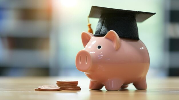 Foto caja de ahorros con un tope de graduación generativa ai