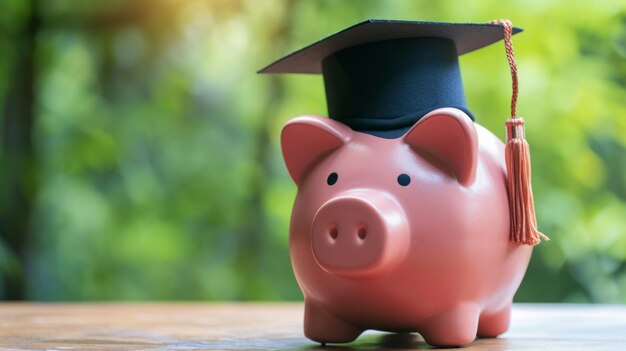 Foto caja de ahorros con un tope de graduación generativa ai