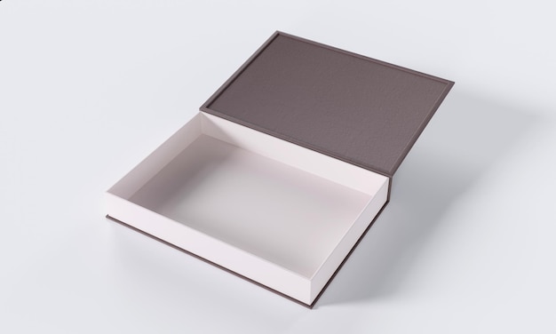 Caja de almacenamiento de cartón aislada sobre fondo blanco. Representación 3D