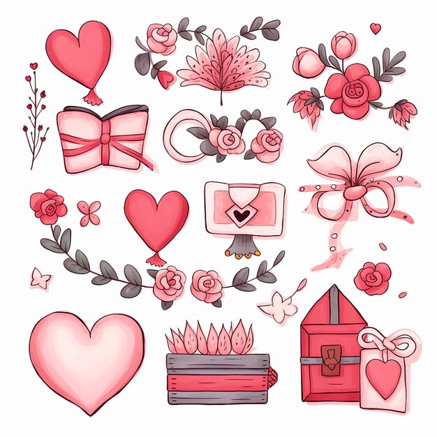 Caja De Amores Lindo Clip Art De Decoración De San Valentín Con Letras