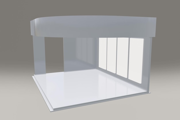 una caja blanca con una puerta de vidrio que dice un