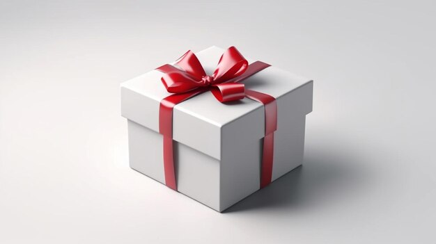 Foto caja blanca para regalos o caja abierta para regalos con ia generativa roja