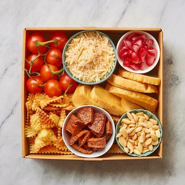 Foto caja de bocadillos fotografía de comida