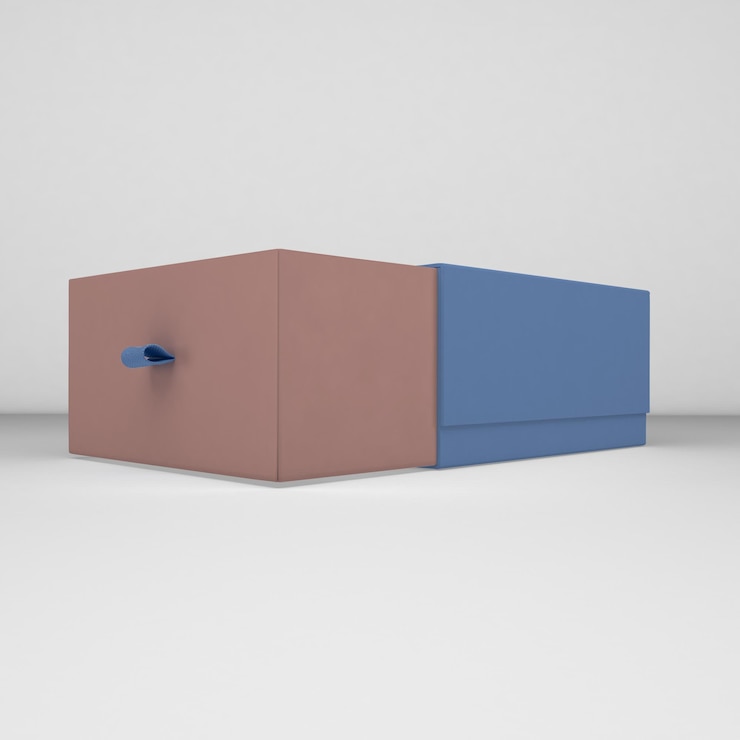 Foto caja del cajón vista lateral izquierda aislada en fondo blanco