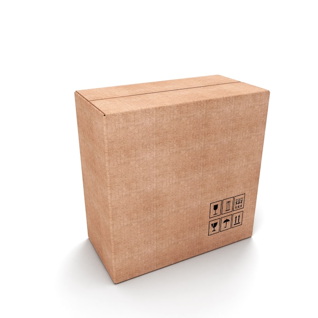 Caja de cartón aislada en blanco